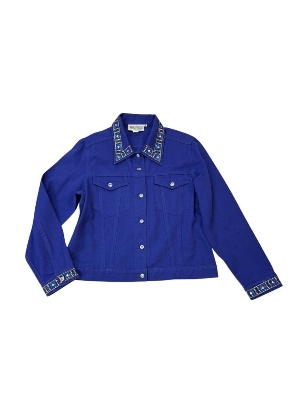 *Christine Alexander Jean Jacket Womens Size M Purple Embellished Beaded Bling